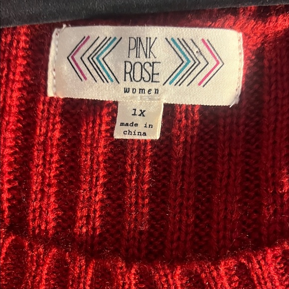 Pink Rose Vibrant Red Knit Sweater Dress - Picture 2 of 8